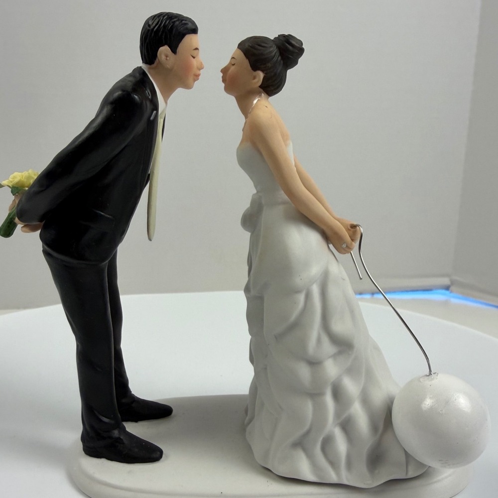 Weddingstar Ball and Chain Funny Wedding Cake Topper Porcelain  Figurine Rare